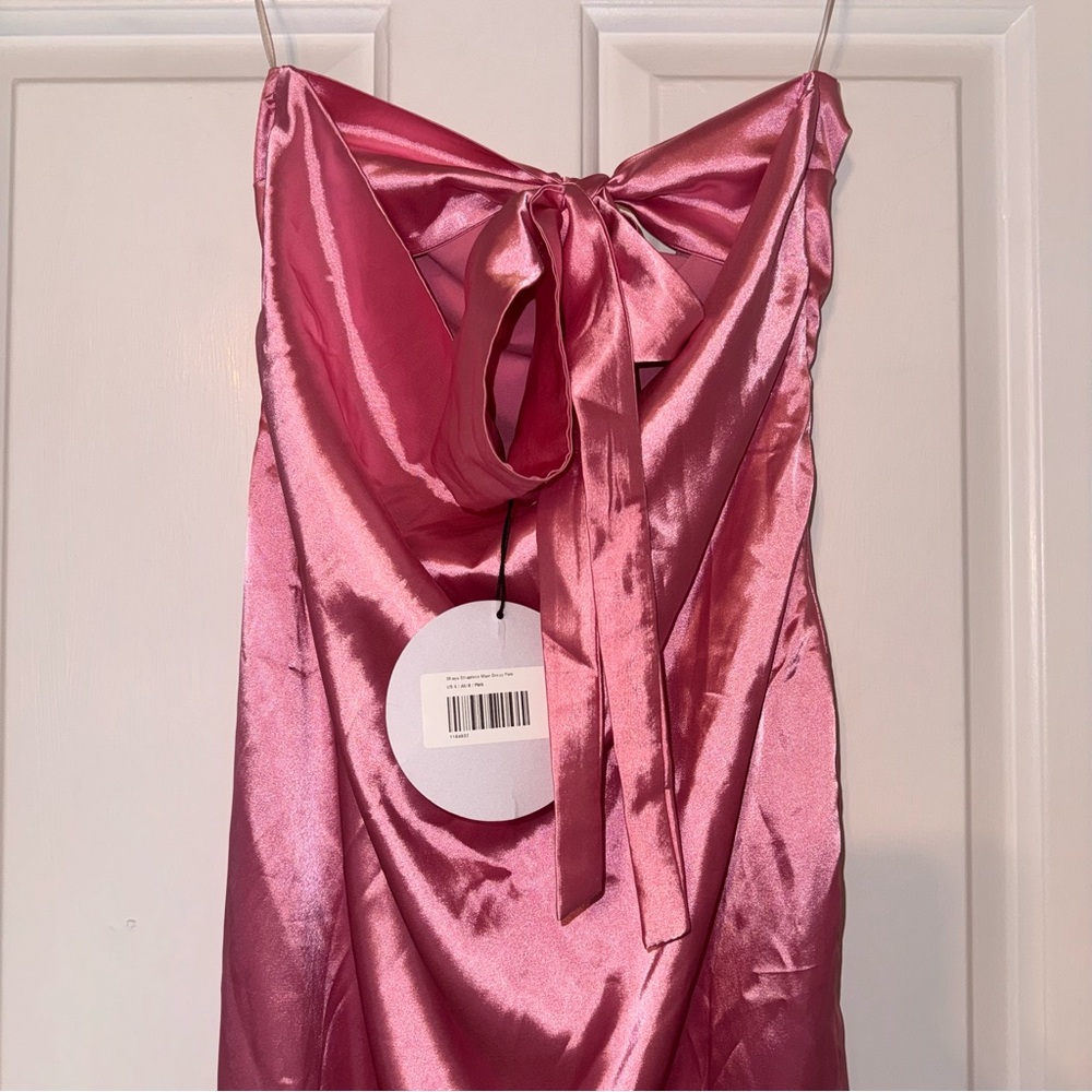 Princess Polly satin pink Shaya Strapless Maxi Dress tie bow back 4 NWT - Picture 8 of 15